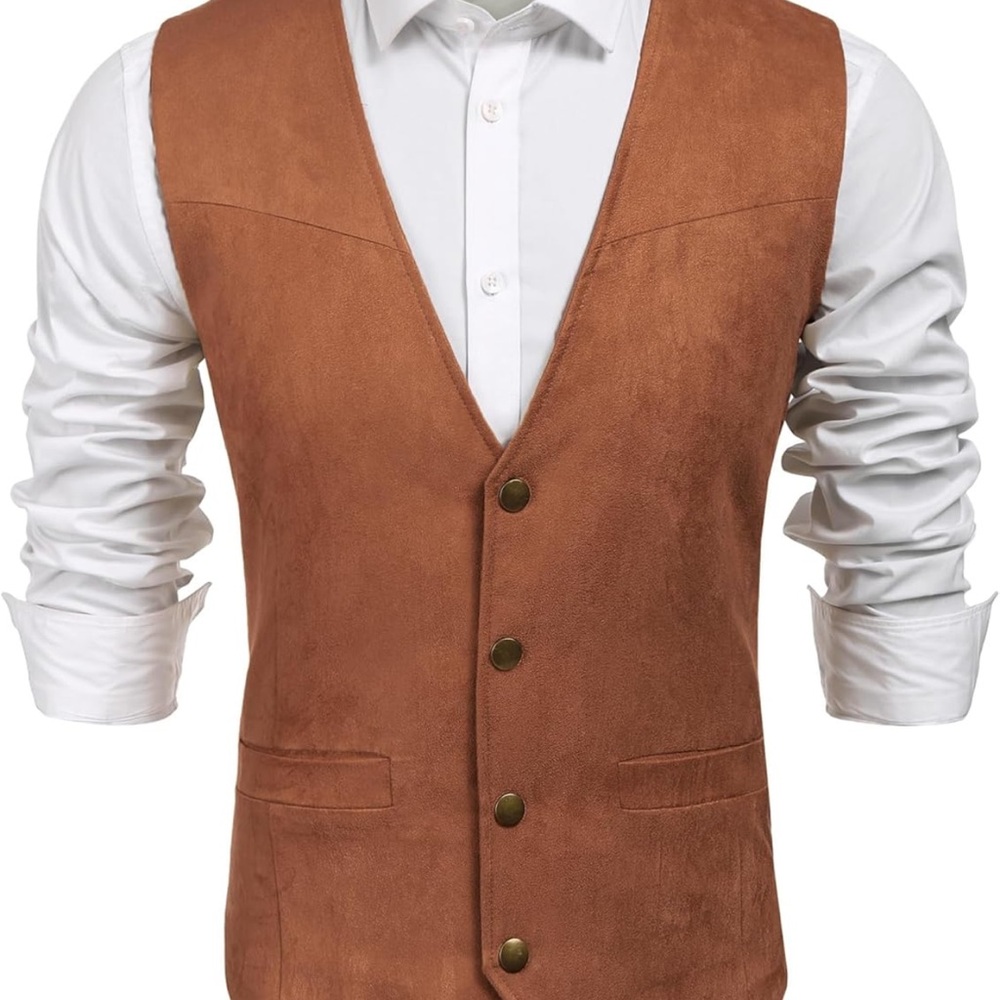 Men's Brown Suede Vest